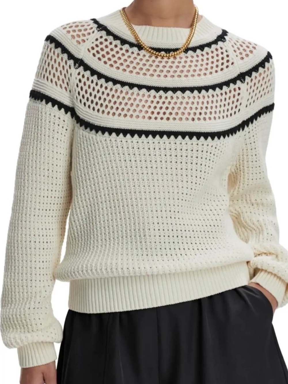 Varley Padbury Pointelle Knit Sweater medium